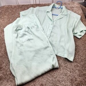 Old Navy Loves You Mint Green Pajama Set Short Sleeve Top & Pants Women Small